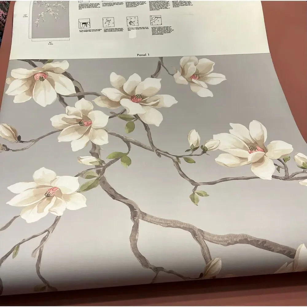 Anthropologie Ash Miyabi Bloom Unpasted 3-Panel Wall Mural